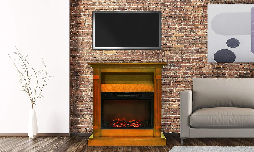 White Fireplace Mantel with Electronic Fireplace Insert A400