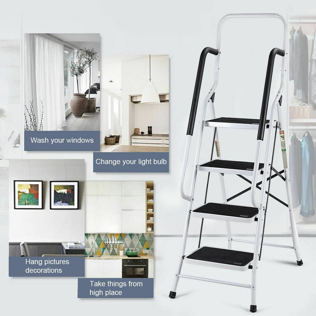 4 Step Folding Stool Ladder with Handrails P369