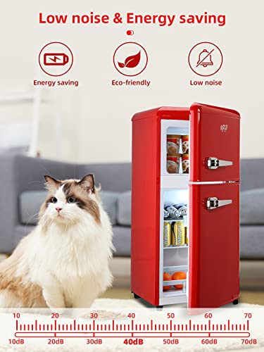 Compact Refrigerator with Freezer, Mini Fridge, Red R455877