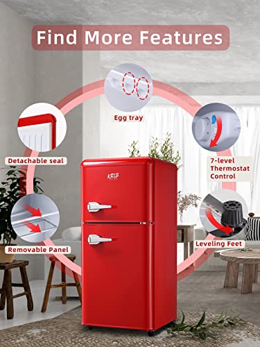 Compact Refrigerator with Freezer, Mini Fridge, Red R455877