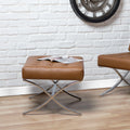 Caramel Brown Bonded Leather Tufted Ottoman U44351