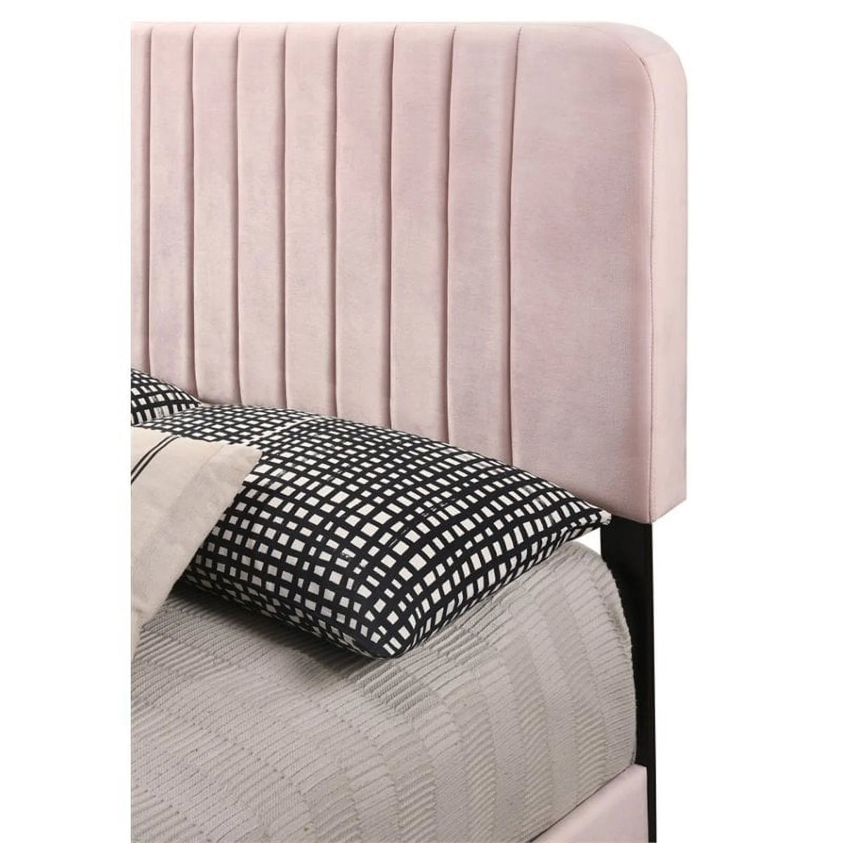 Pink Velvet Upholstered King Bed X342