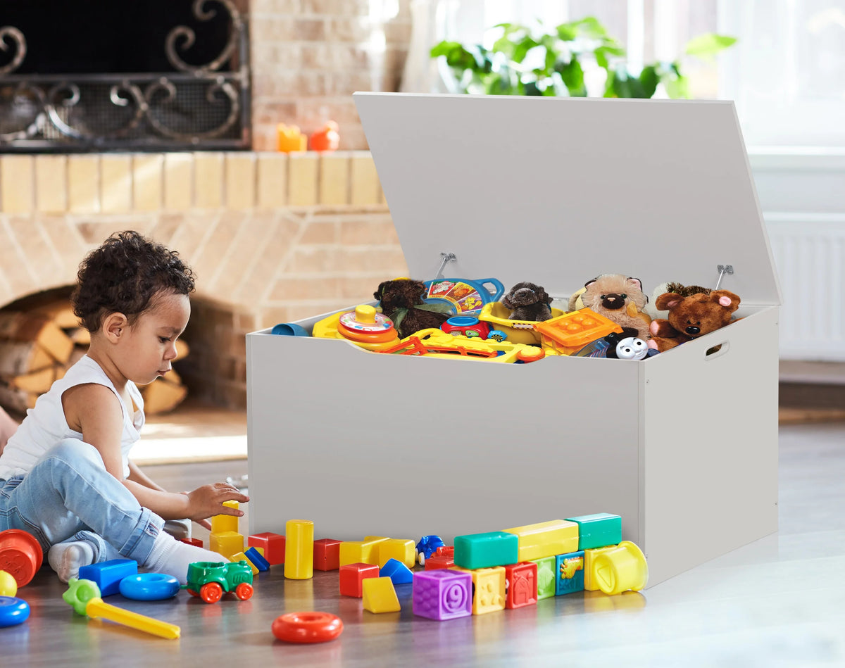 White Wooden Toy and Storage Box M762