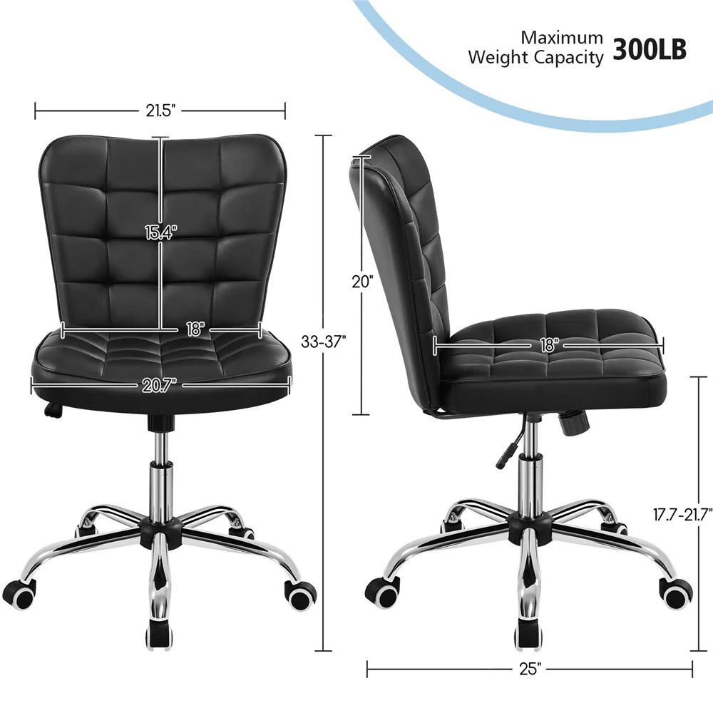 Black Tufted Faux Leather Desk Chair J25335