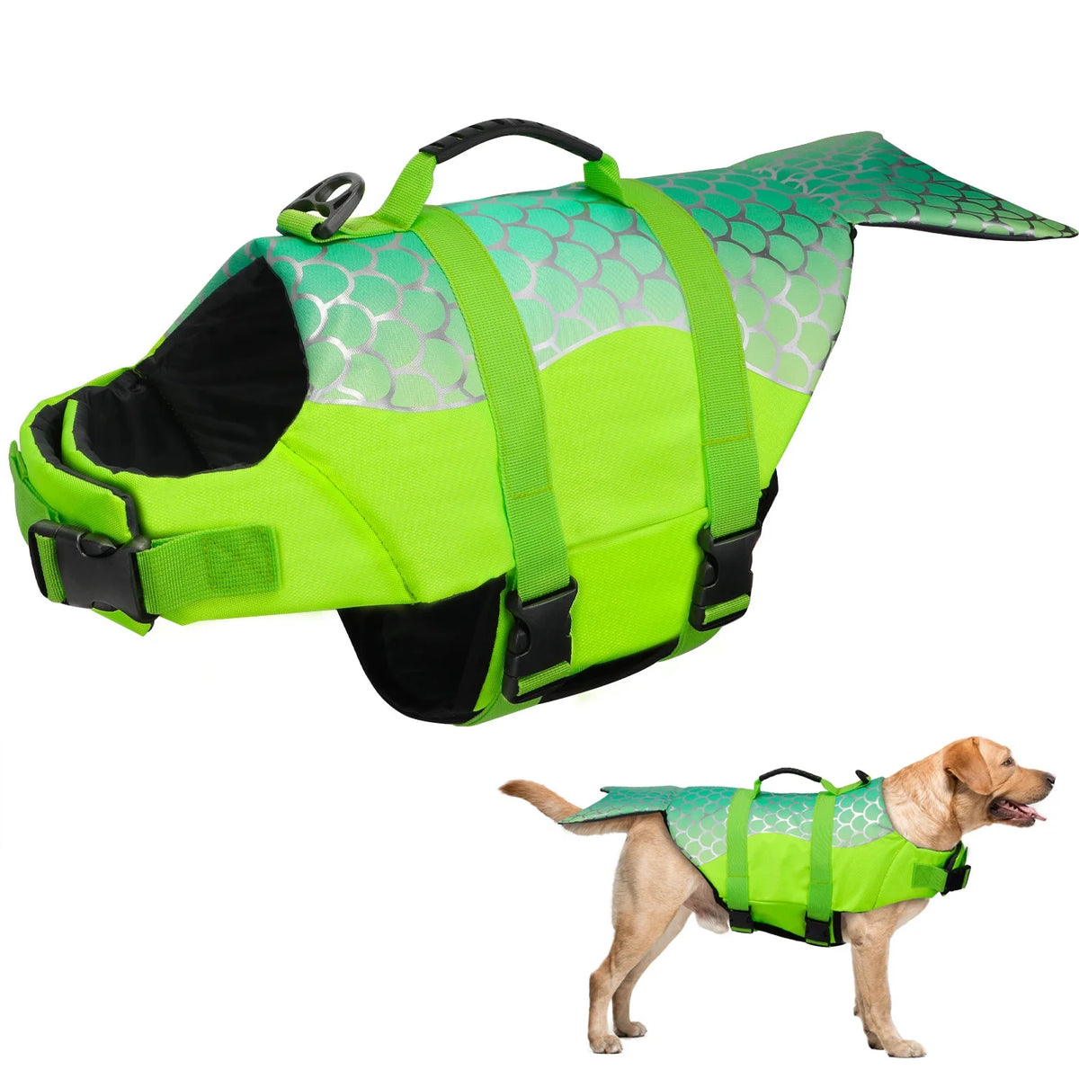 Mermaid Dog Life Jacket with Rescue Handle A105567