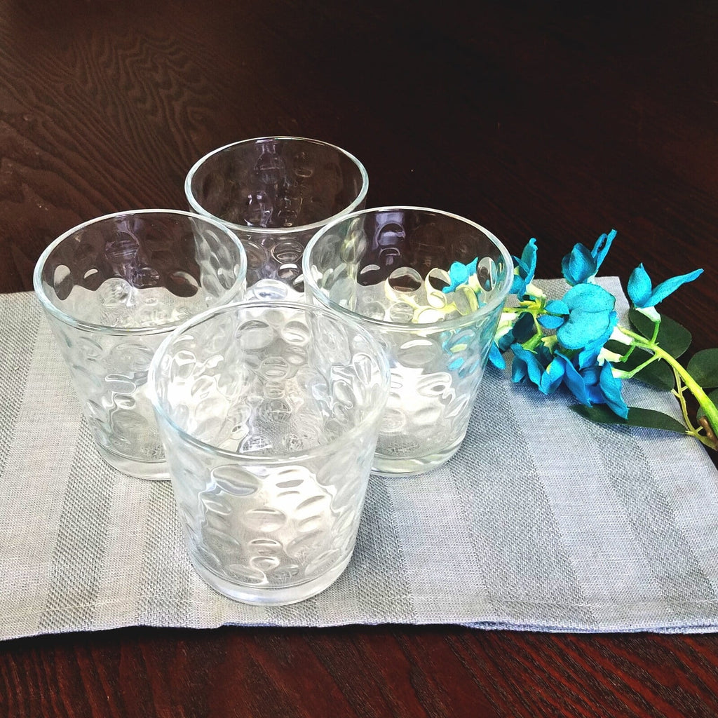 13 Ounce Clear Embossed Glass, 4 Count L551