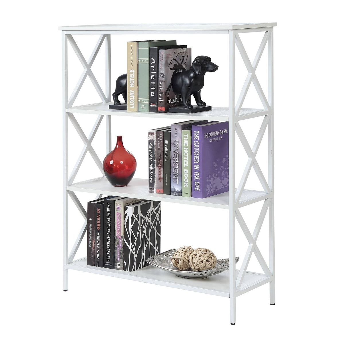 Metal and Wood 4-Shelf Bookcase G433685