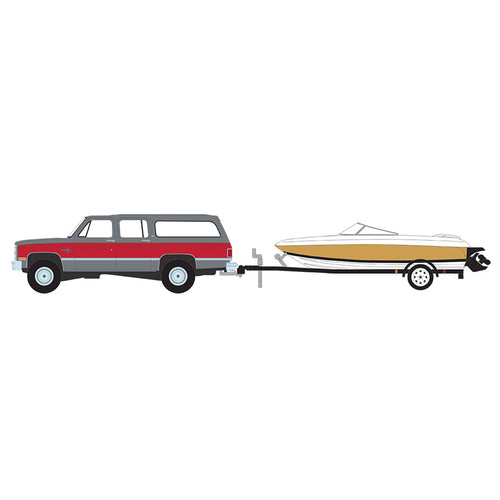 1/64 1987 Chevrolet Suburban K20 Silverado w/ Boat Trailer Hitch Tow P502