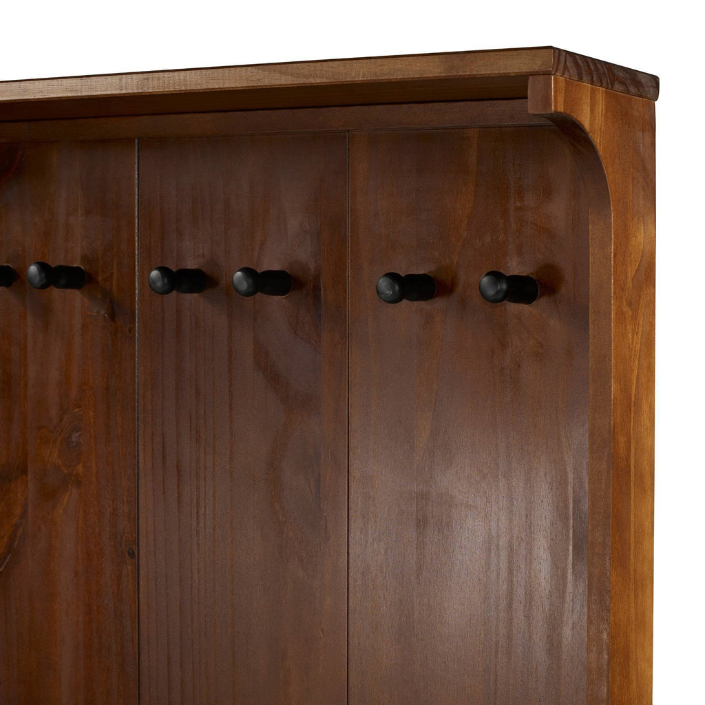 Solid Wood Hall Tree with Drawer Walnut M1524