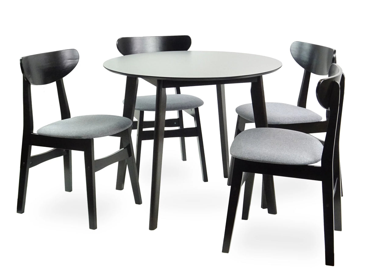 Set of 5 Solid Wood Dining Table and 4 Padded Seat Chairs L8150
