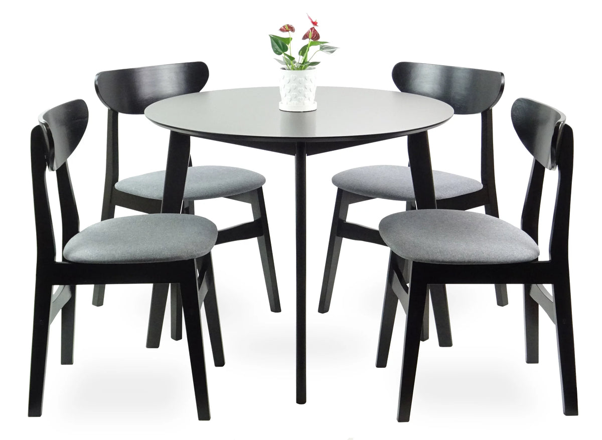Set of 5 Solid Wood Dining Table and 4 Padded Seat Chairs L8150