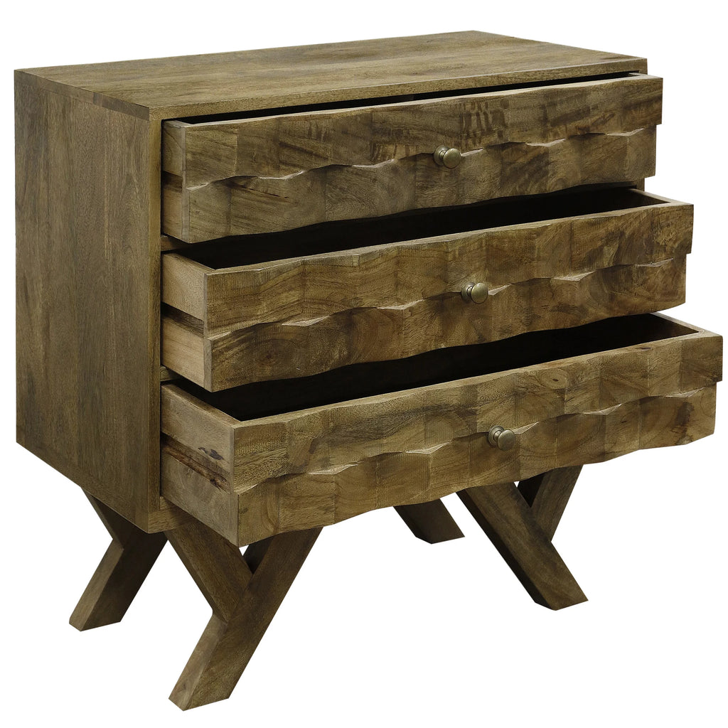 Three-Drawer Mango Wood Chest K3808