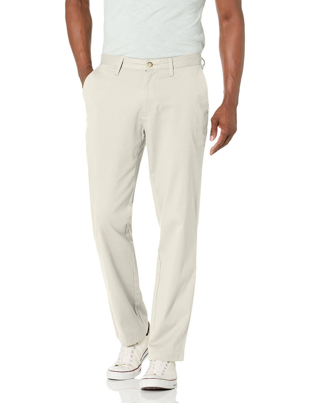 Classic Fit Flat Front Stretch Solid Chino Deck Pant V6244