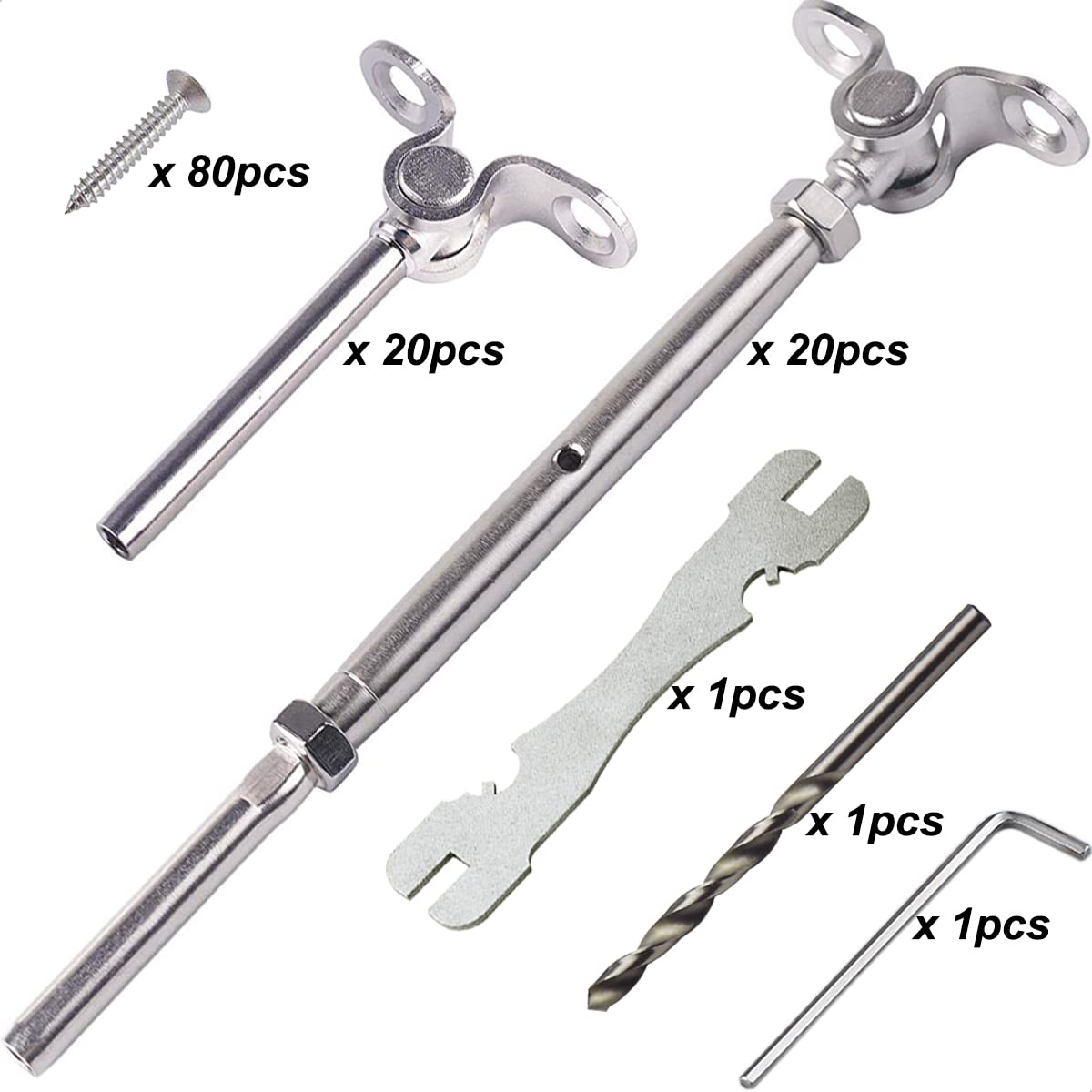 20 Pairs Stainless Steel Cable Railing Kit K159
