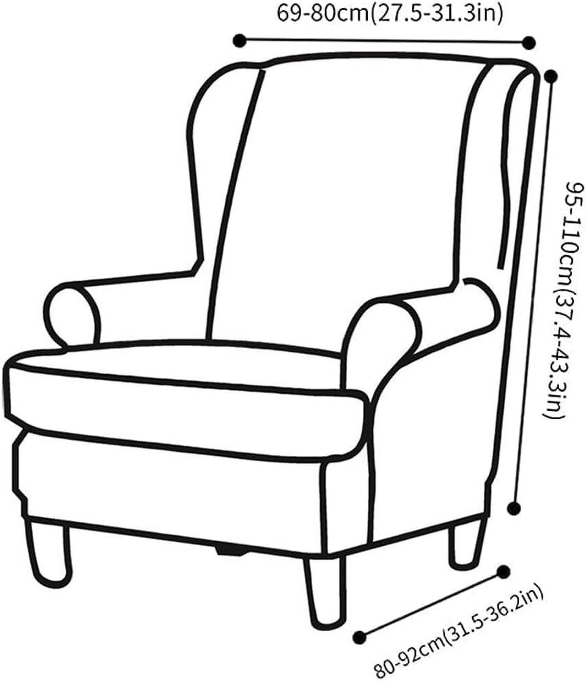 Dark Green Velvet Stretch Wingback Chair Sofa Slipcover with Elastic Bottom E264434