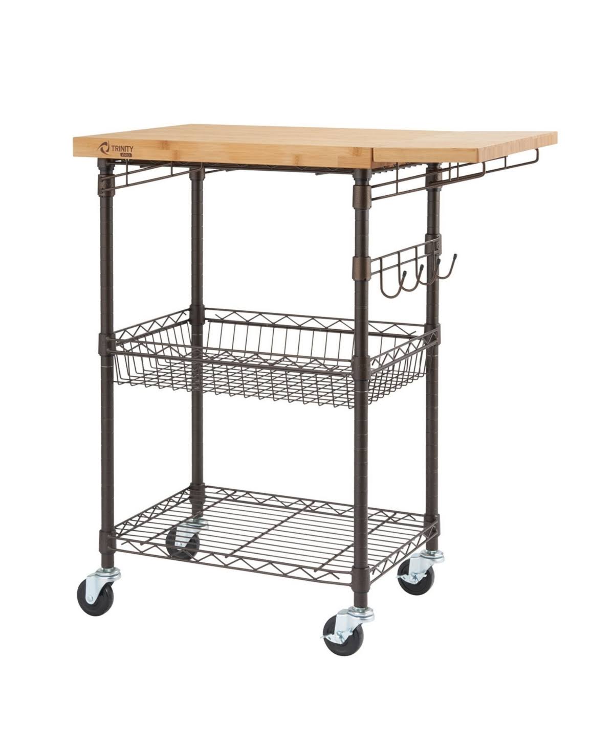 Bamboo Kitchen Cart in Bronze Anthracite - Brown - Wood J956229