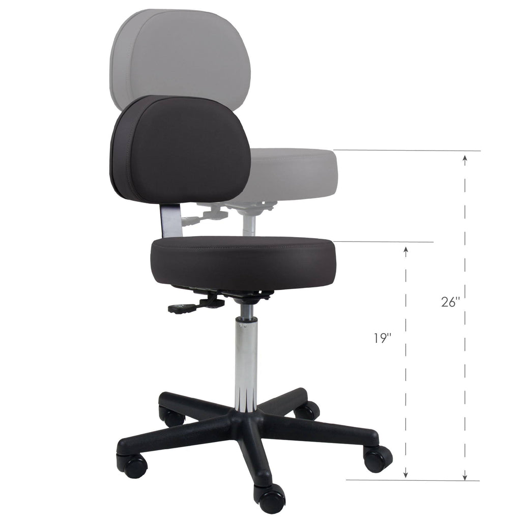 Black Rolling Stool with Back Y248163