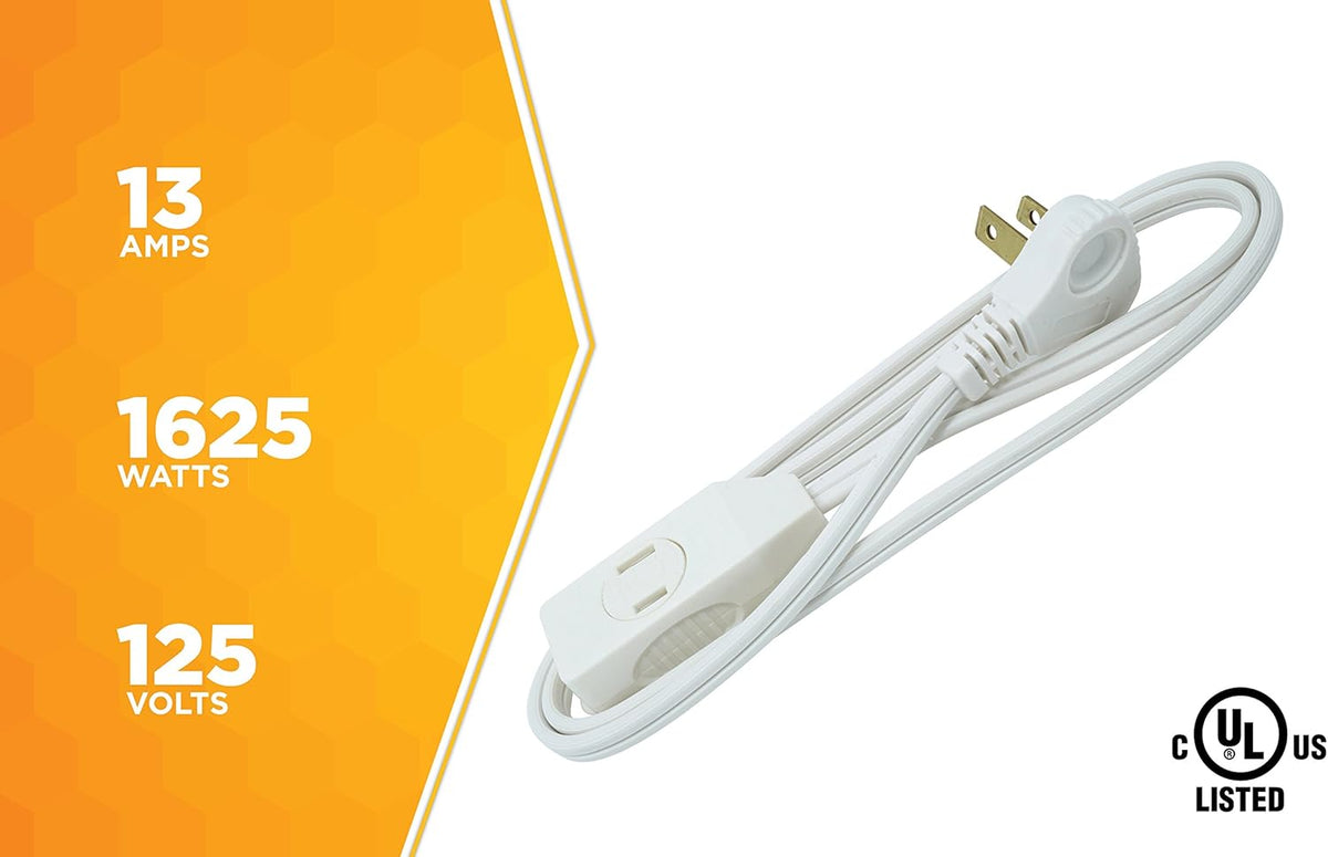 White 13-Foot Flat Plug Extension Cord E45664