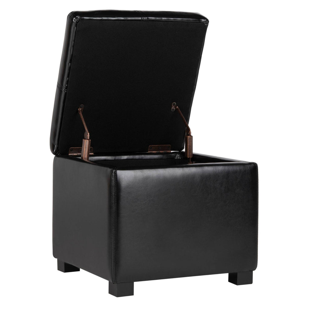 Black Leather Ottoman W262