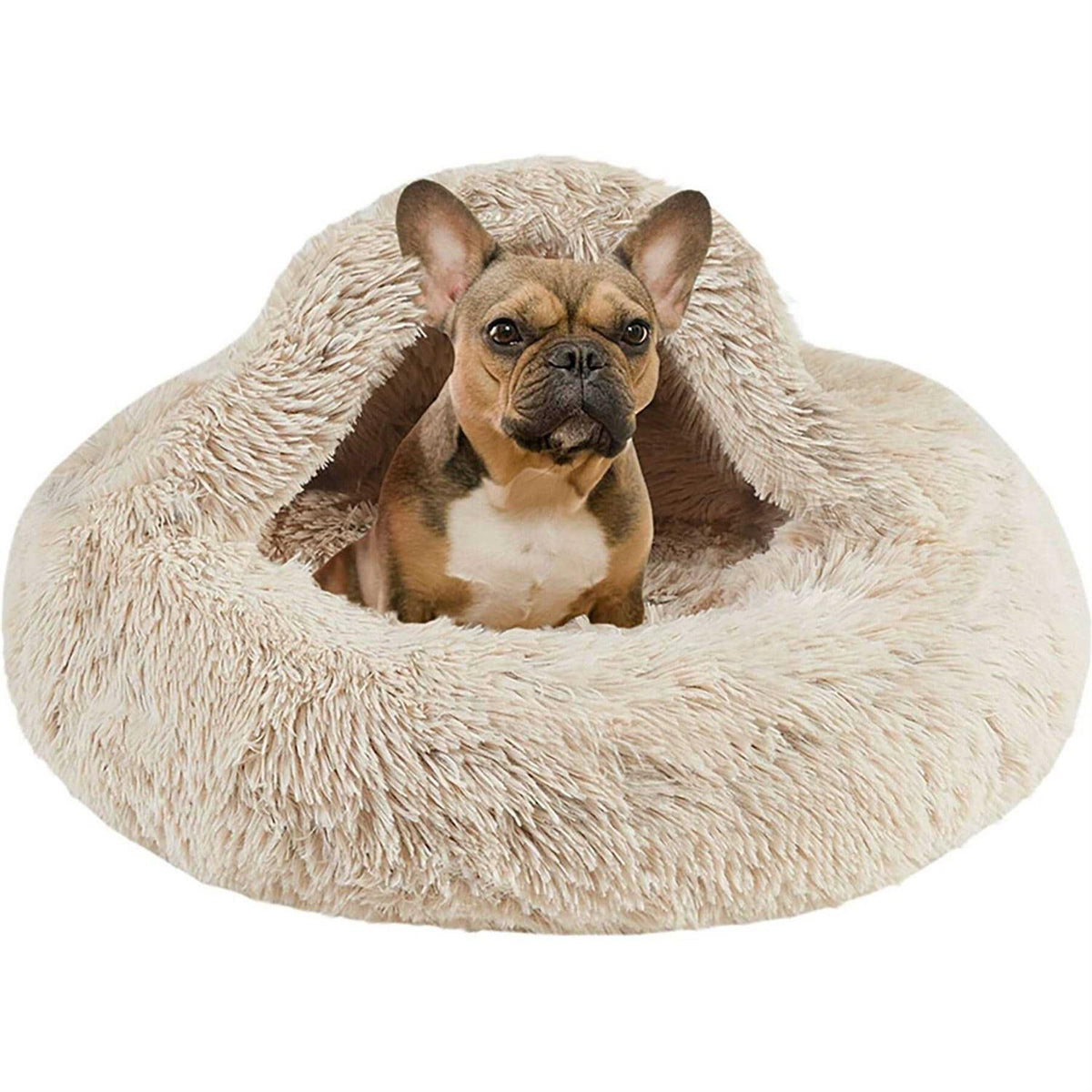 Soft Faux Fur Hooded Cat Bed Cave Q45854