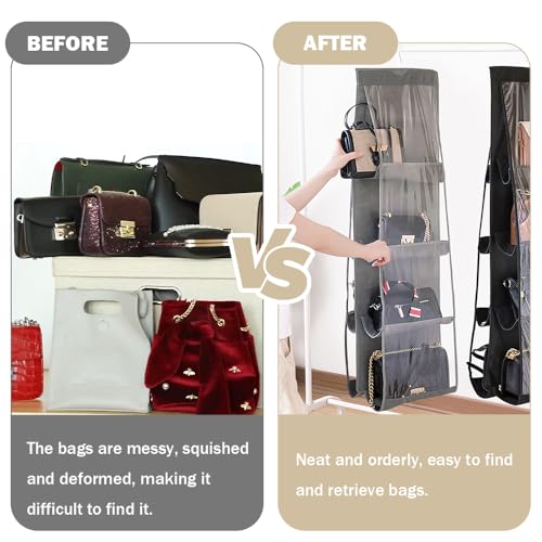 Black 8 Grids Hanging Purse Organizer W168