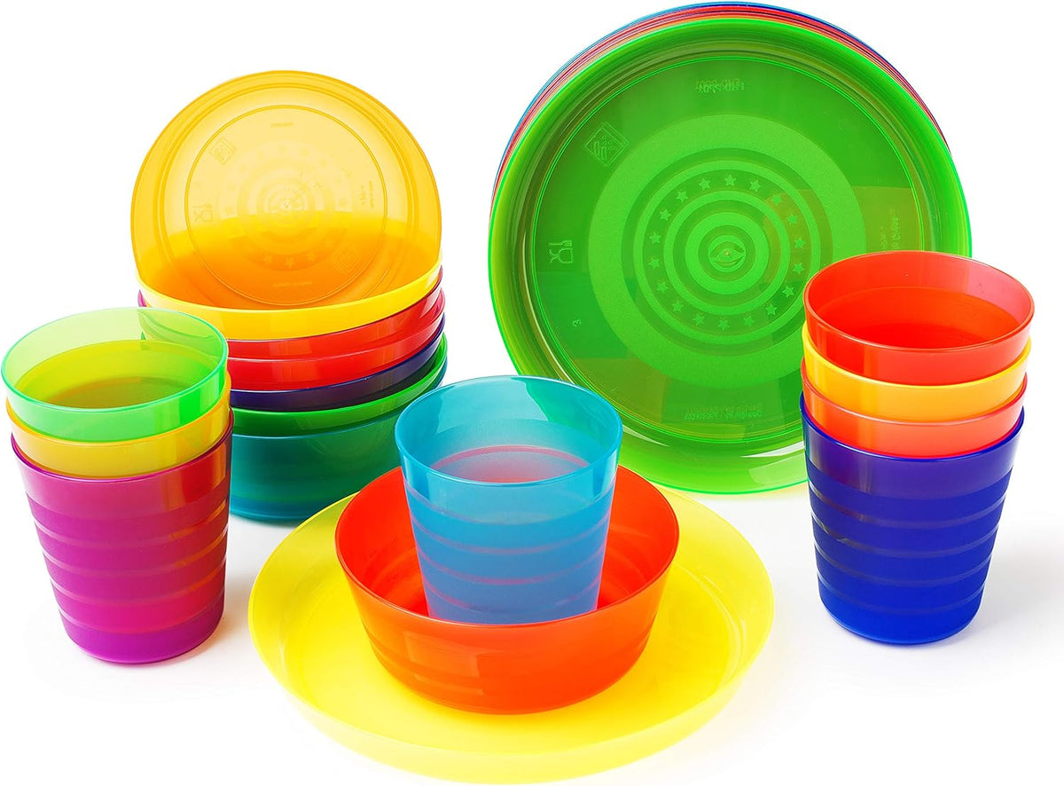 Rainbow Reusable Plastic Dinnerware Set for 8 L879