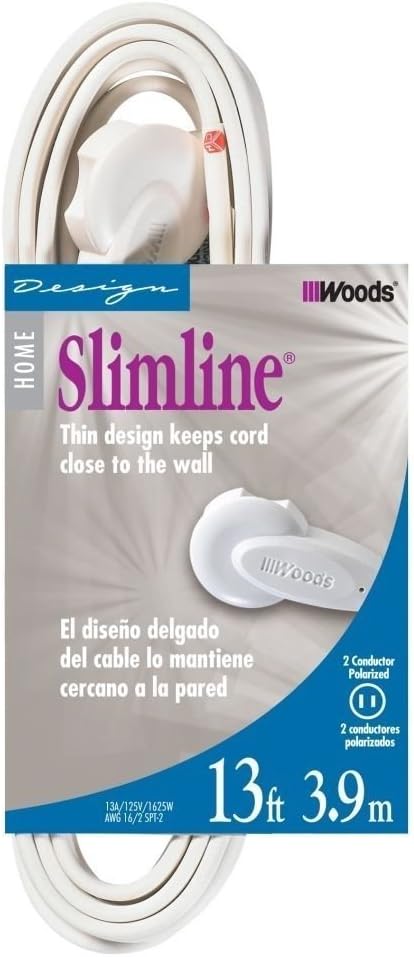White 13-Foot Flat Plug Extension Cord E45664