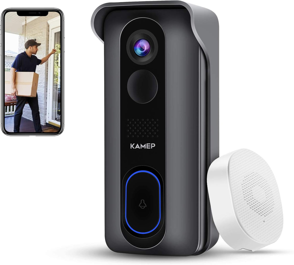 Wireless Wifi Video Doorbell Camera with Chime HD 1080P Waterproof Battery Powered N7427
