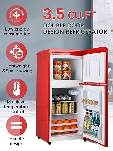 Compact Refrigerator with Freezer, Mini Fridge, Red R455877