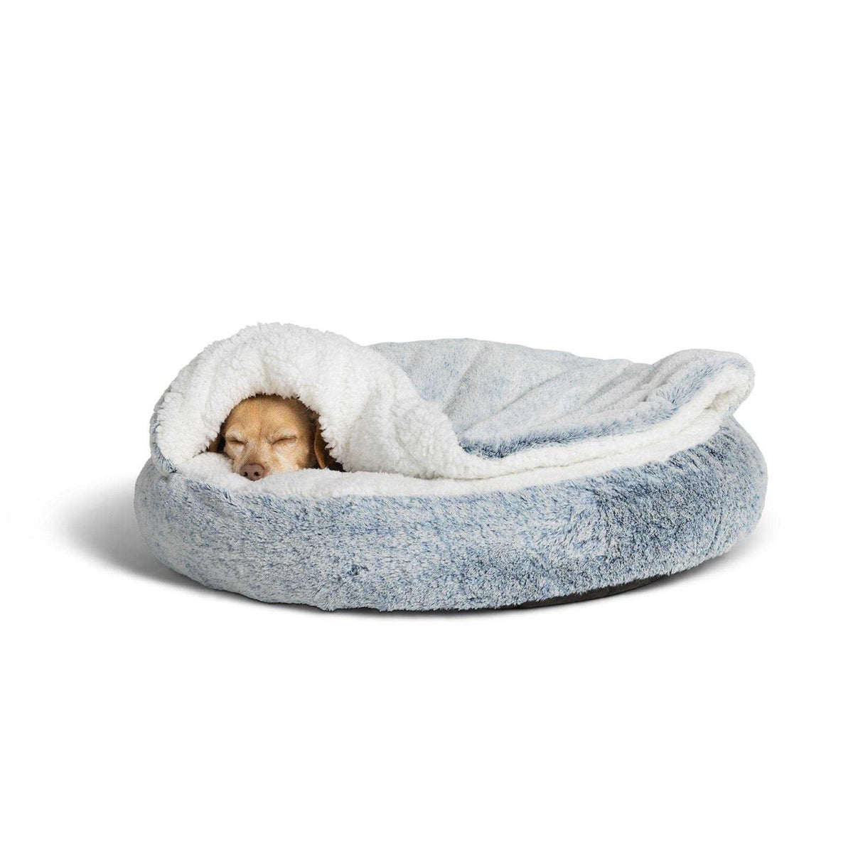 Faux Fur Snuggler Dog Bed in Blue L5147