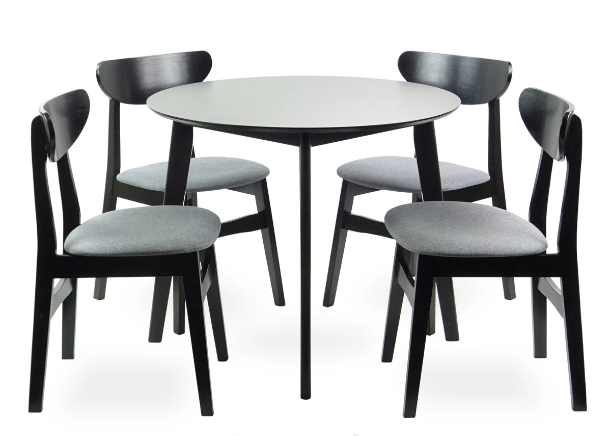 Set of 5 Solid Wood Dining Table and 4 Padded Seat Chairs L8150