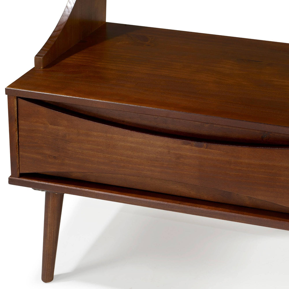 Solid Wood Hall Tree with Drawer Walnut M1524