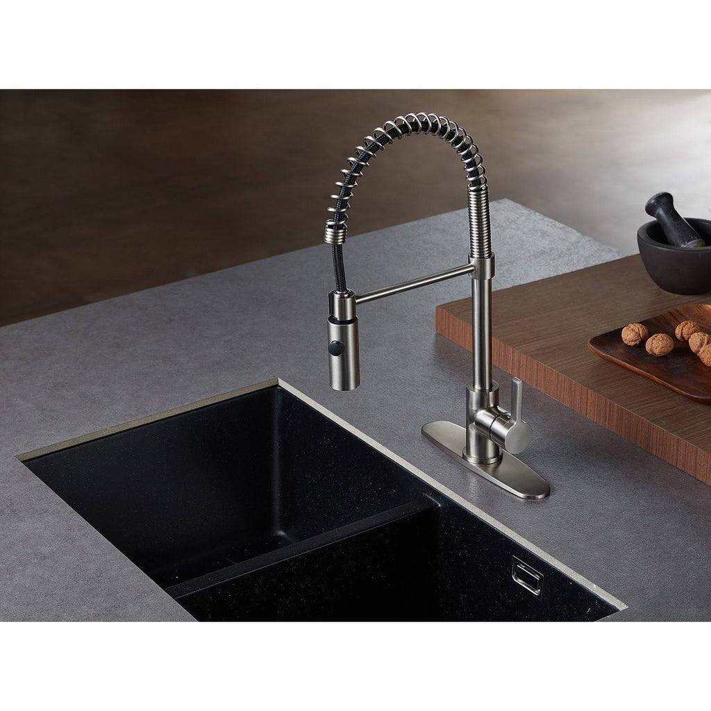 Brushed Nickel Single-Handle Pre-Rinse Kitchen Faucet V2216
