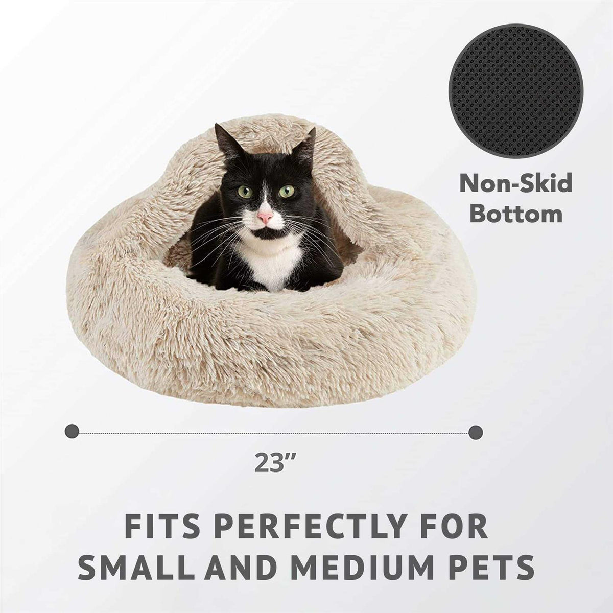 Soft Faux Fur Hooded Cat Bed Cave Q45854