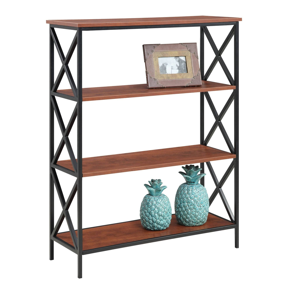 Metal and Wood 4-Shelf Bookcase G433685