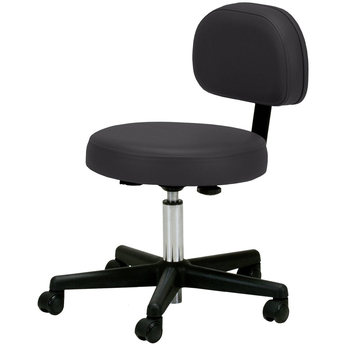 Black Rolling Stool with Back Y248163