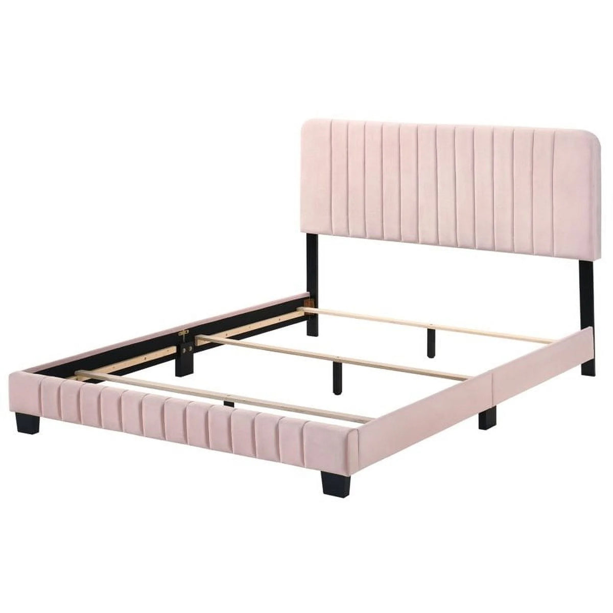 Pink Velvet Upholstered King Bed X342