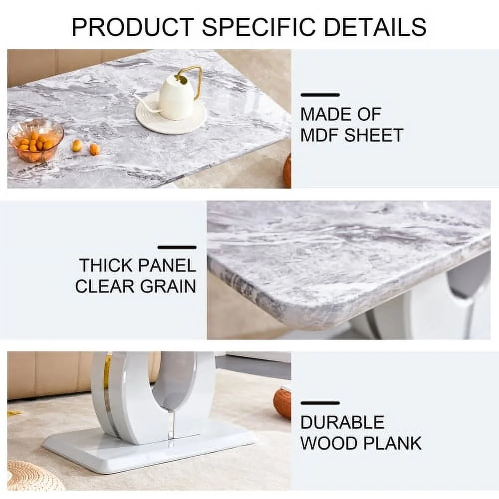 Gray MDF Rectangular Dining Table Y949248