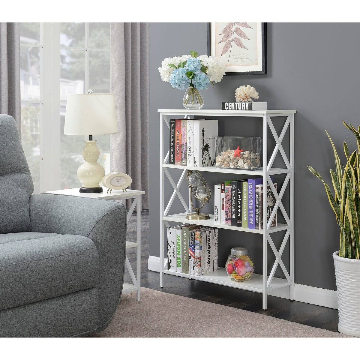 Metal and Wood 4-Shelf Bookcase G433685