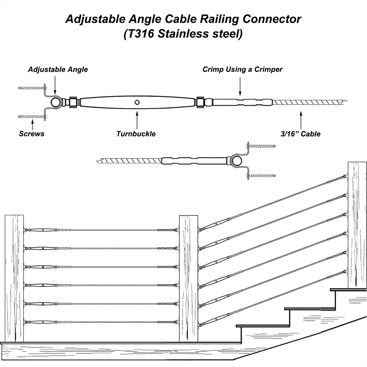 20 Pairs Stainless Steel Cable Railing Kit K159