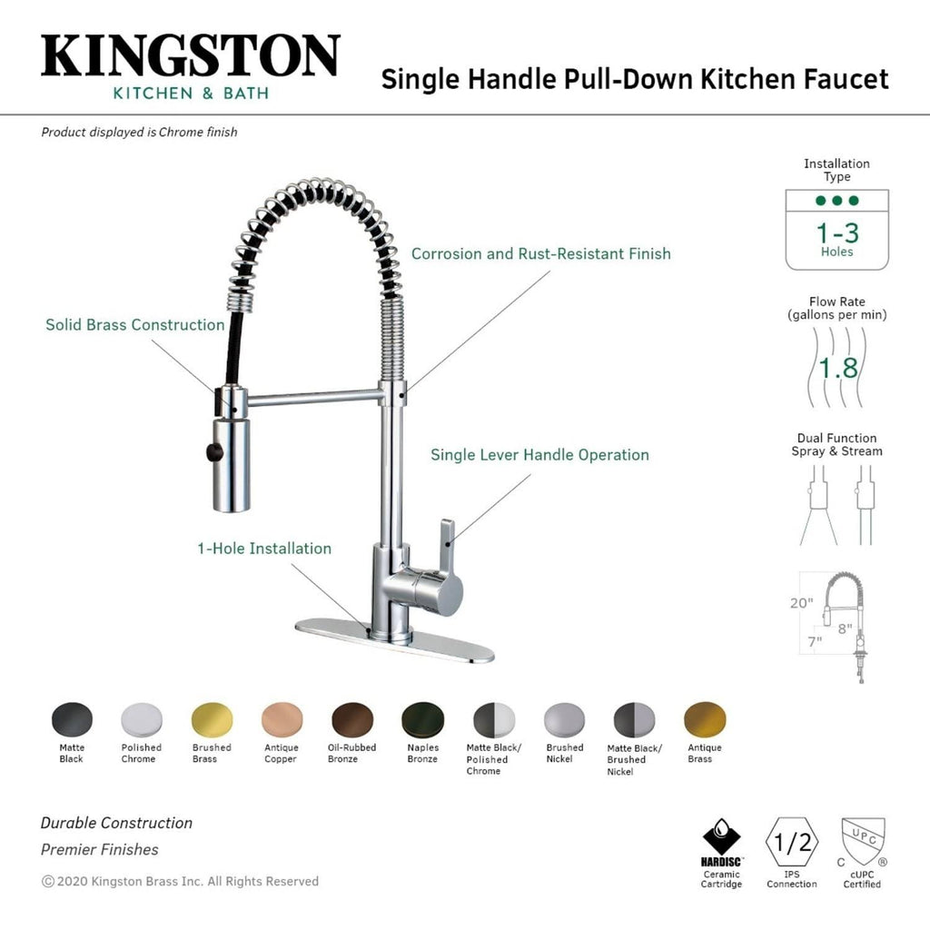 Brushed Nickel Single-Handle Pre-Rinse Kitchen Faucet V2216