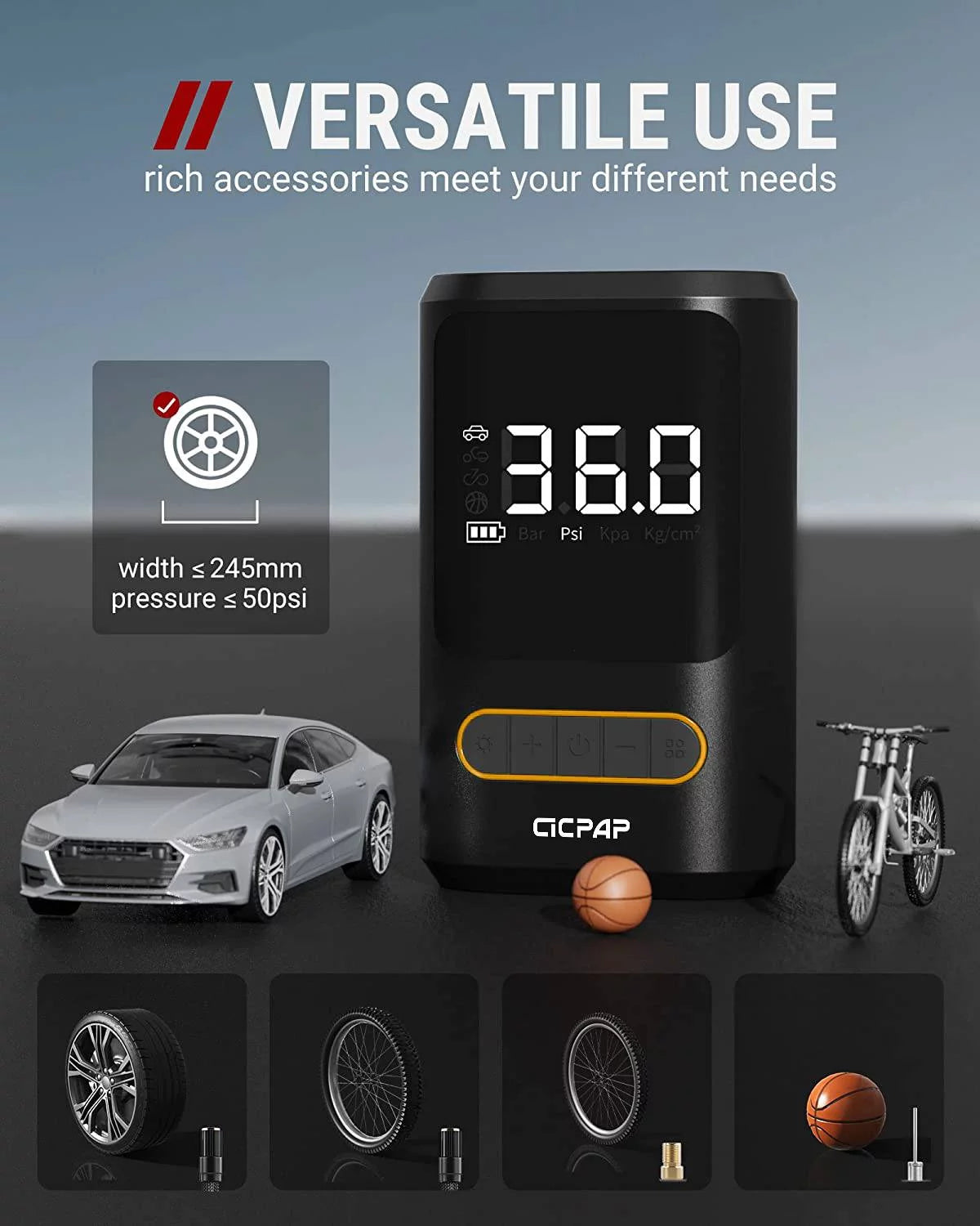 Portable Air Compressor 150PSI Cordless Tire Inflator with Digital Pressure Gauge Z588