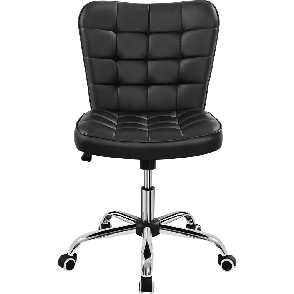 Black Tufted Faux Leather Desk Chair J25335