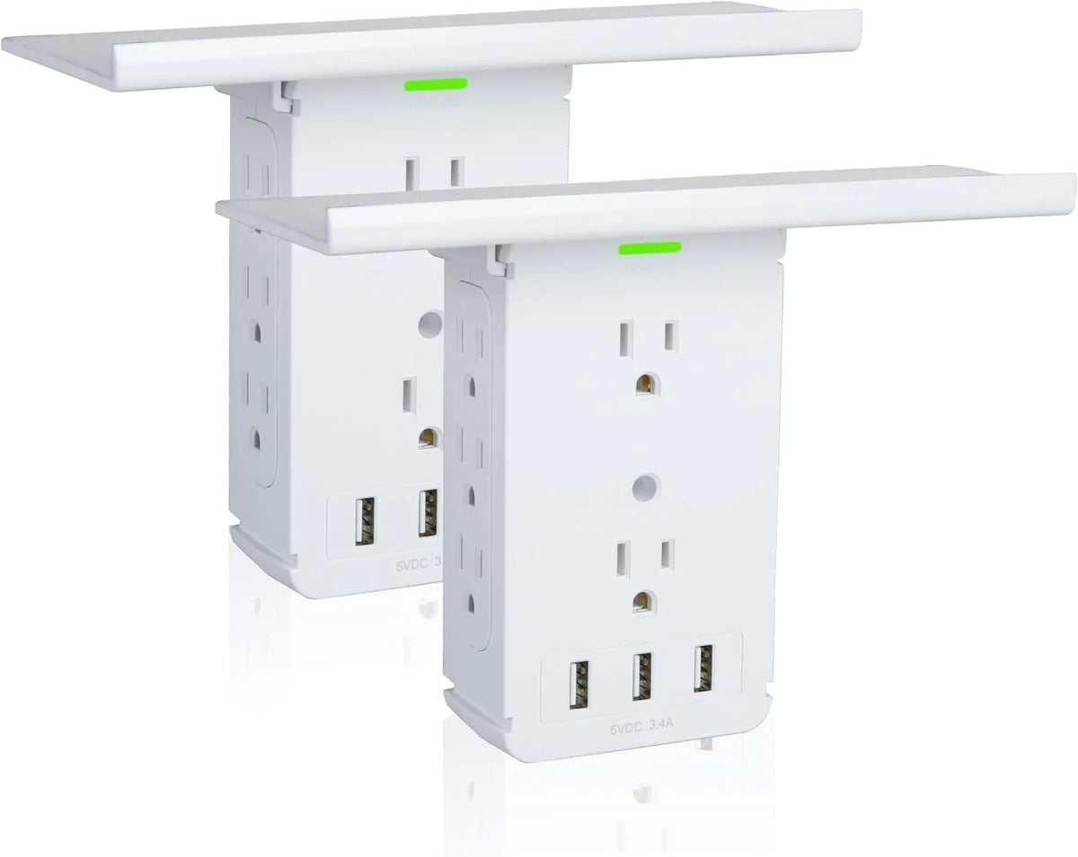 2 Pack Wall Outlet Extender with USB, 8 Outlet & 3 USB Surge Protector F68534