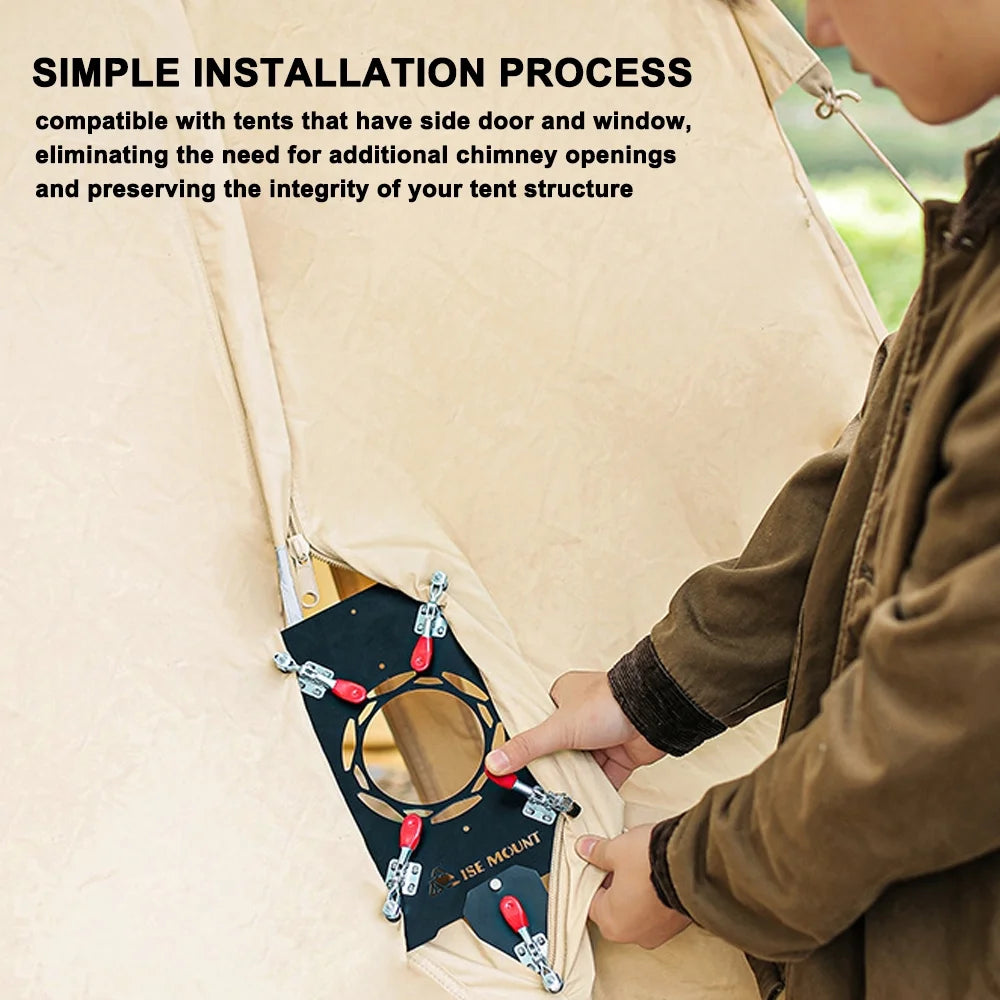 Tent Chimney Guard Anti Scald Plate, Clip on Stove Jack Camping Tent Protector (90mm Diameter) F232