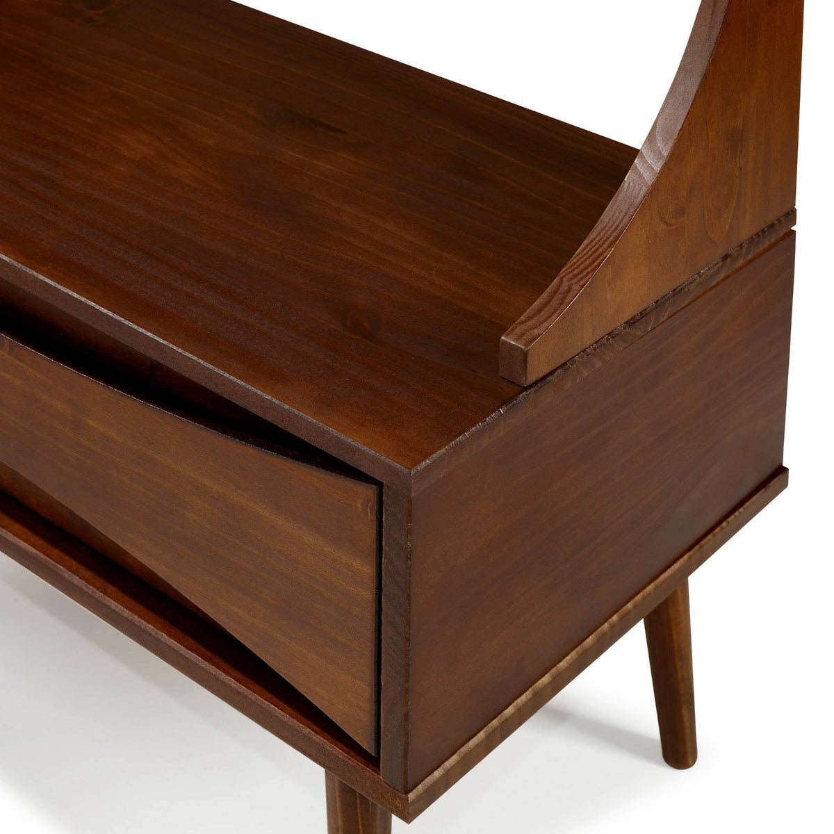 Solid Wood Hall Tree with Drawer Walnut M1524
