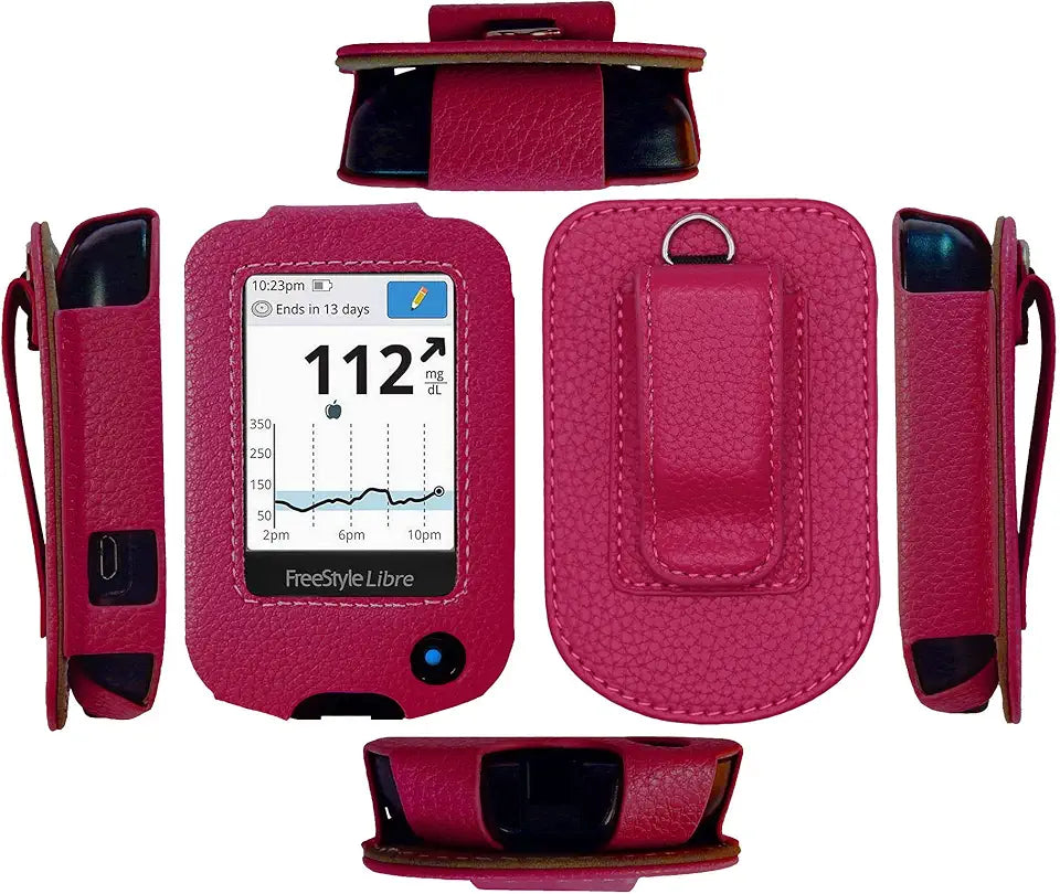Hot Pink Fitted Leather Case with Screen Protector and Carabiner R62955