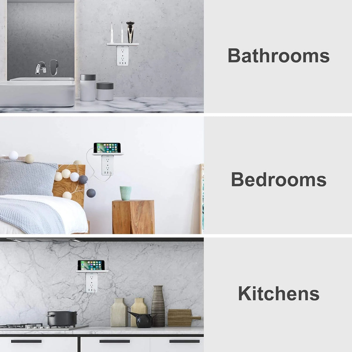 2 Pack Wall Outlet Extender with USB, 8 Outlet & 3 USB Surge Protector F68534
