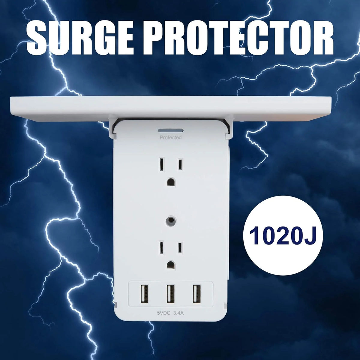 2 Pack Wall Outlet Extender with USB, 8 Outlet & 3 USB Surge Protector F68534